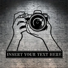 Personalized Camera Name Metal Sign. Custom Photographer Wall Decor Gift