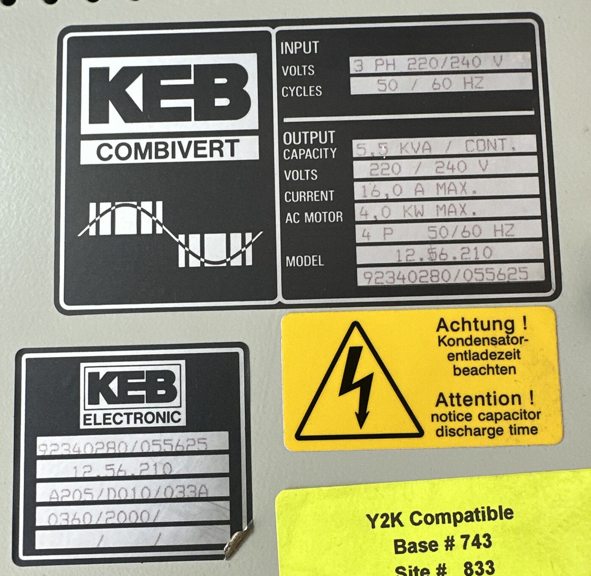 PREOWNED- KEB Combivert 12.56.210 220/240V 5.5KVA Cont. Cap 16A Max 4.0KW  Max 4P | eBay UK