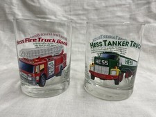 Vintage 1996 Hess Tanker And Hess Fire Truck Tumbler Drinking Glasses-Set Of 2!