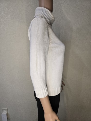 Vtg Lauren Ralph Lauren 100% Cotton White Turtleneck Sweater Women's Size Small - Picture 4 of 11