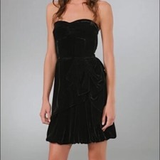 Marc by Marc Jacobs Black Velvet Silk Cocktail Mini Dress - Size 2