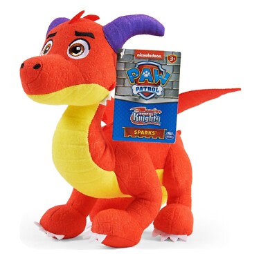 PAW PATROL Rescue Knights SPARKS 8'' Heroic DRAGON PLUSH Wings Purple HORNS 2022