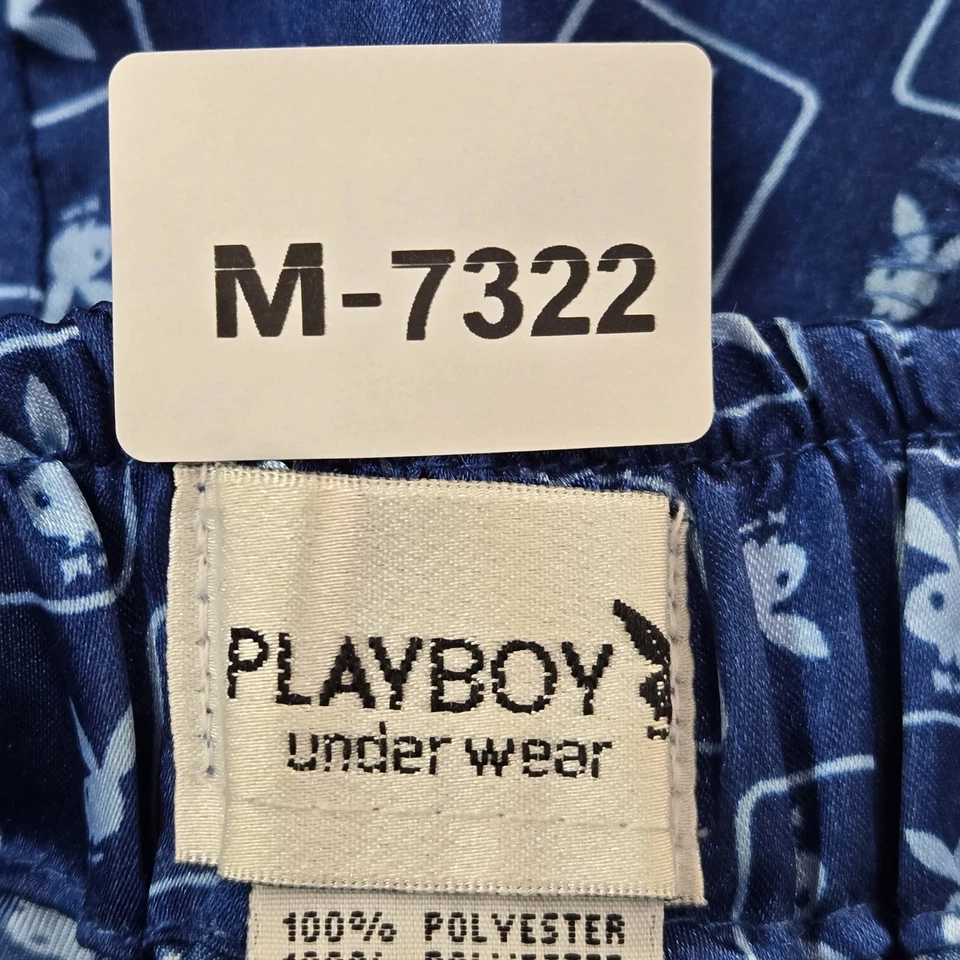 Playboy Hombres Ropa de Dormir L Azul Pijama Pantalones Gráfico Estampado Completo Bolsillos de Conejo Foto 2 de 4