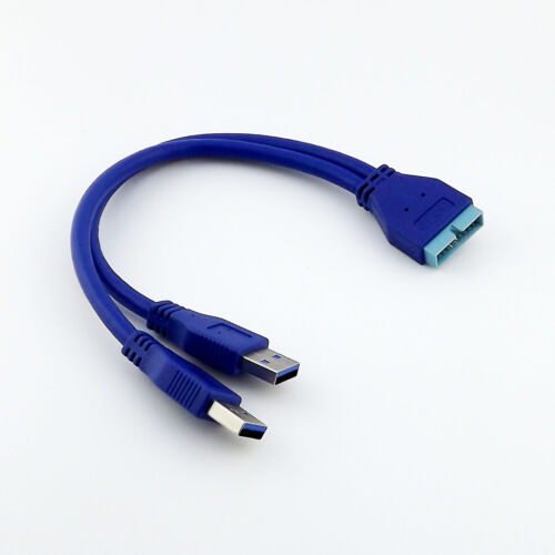 USB 3.0 A Male 2 Ports to 20 Pin Male Header Motherboard Extension Adapter Cable - Picture 2 of 7