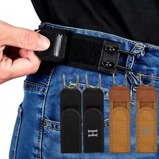 Adjustable Elastic Waistband Belt Buckle Magic Tape Metal Hooks Pants Extender