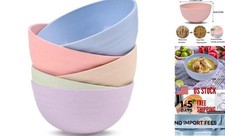 5Pcs Unbreakable Cereal Bowls, 18 OZ Reusable Lightweight Wheat Straw 5 Colors