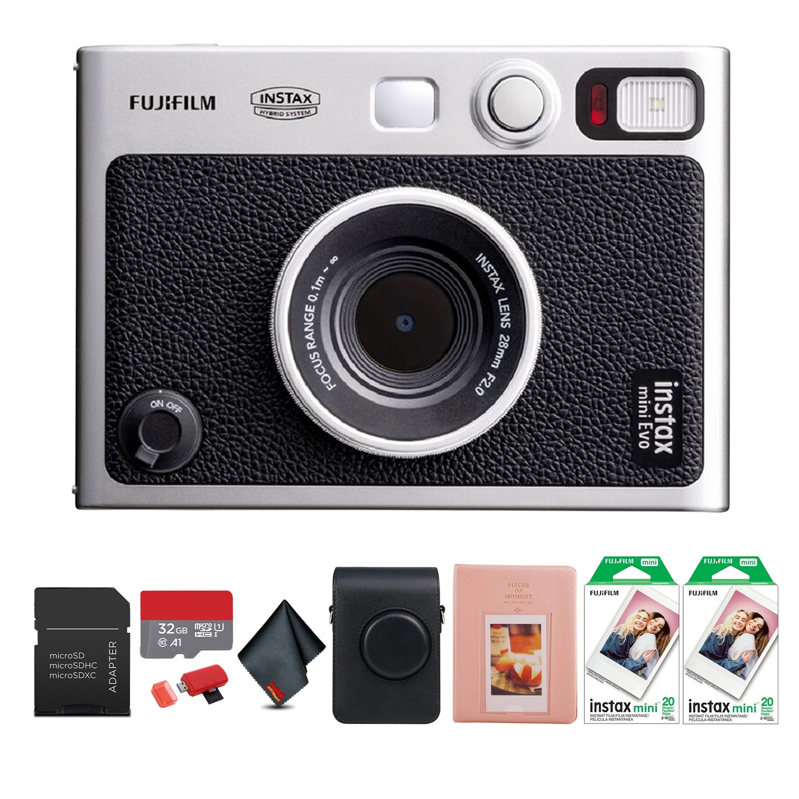 Fujifilm INSTAX Mini EVO Hybrid Camera Black, Pack of 2 INSTAX MINI INSTANT FILM