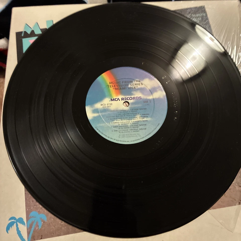 Vintage Miami Vice Original TV Soundtrack Vinyl Record 1985 MCA-6150 Collins - Imagem 4 de 4