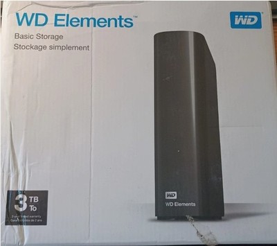 WD Elements 3TB Desktop External Hard Drive USB 3.0 Black OPEN BOX Complete Test