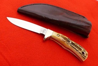 Coltello Bowen USA 6 75" Full Tang robusto cervo lama fissa fodero come nuovo