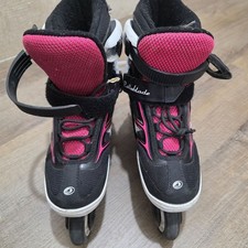 Rollerblade Inline Skates Black Pink Size US 2-5 Adjustable 72mm Wheels