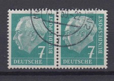 Bund 181 waagerechtes Paar Bundespr&auml;sident Theodor Heuss 7 Pf gestempelt /2