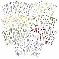 42 Sheets 600Pcs Natural Flower Stickers for Scrapbooking, Floral Resin
