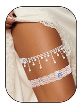 Blue Rhinestone Wedding Garter Bride Bridal Lace Leg Belt Accessories