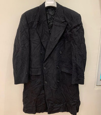 Vintage pure woollen wool double breasted gangster Charcoal over coat 44R