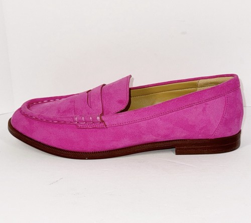 Mocassini J Crew rosa penny slip on ballerine Barbie scamosciati brillanti chic luminosi taglia 7,5 - Foto 12 di 13