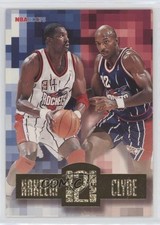 1996-97 NBA Hoops Head 2 Head Hakeem Olajuwon Clyde Drexler #HH4 HOF 7g1