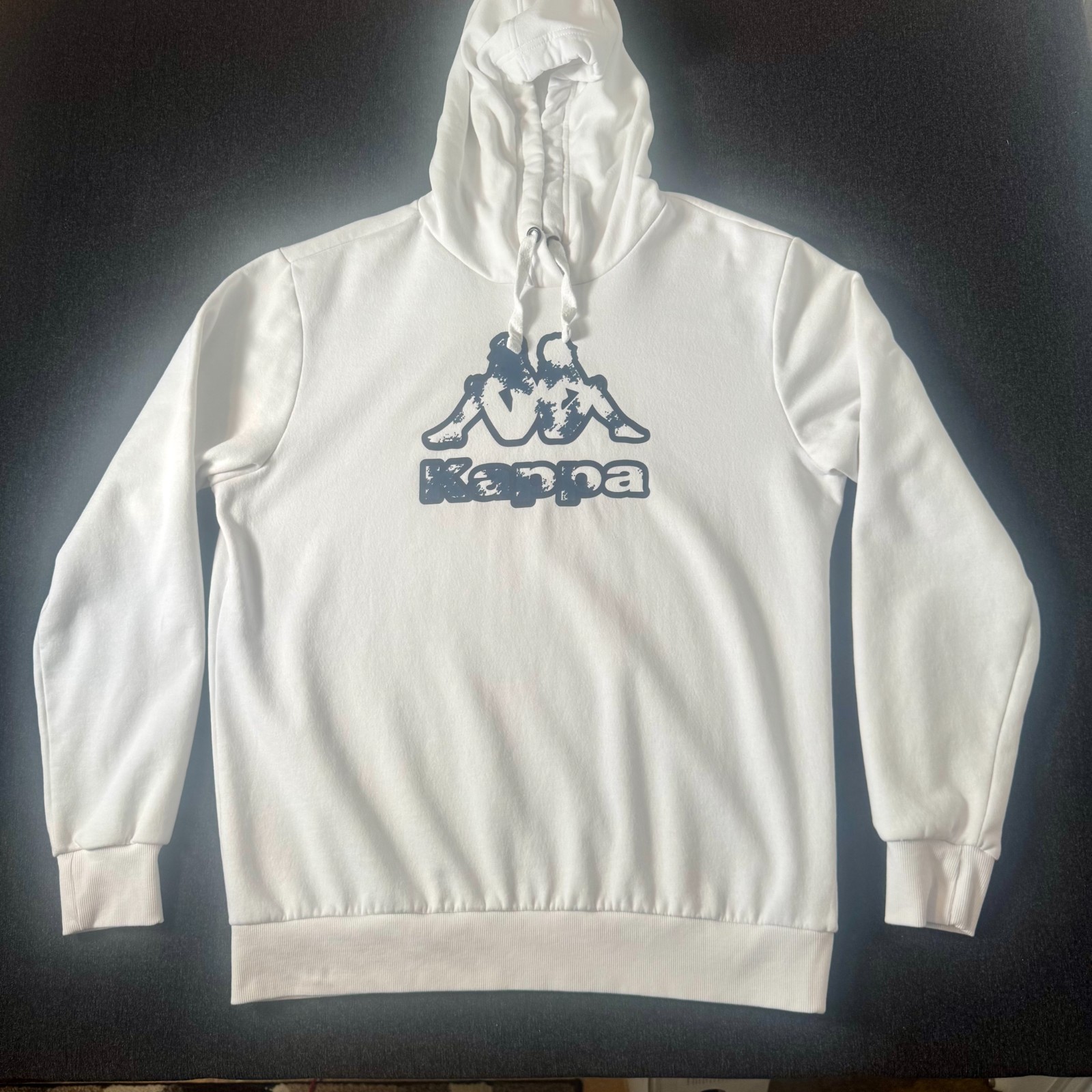 KAPPA Men's White Hoodie Pullover White Hooded Logo Print Sweatshirt XL