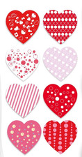 50 HEART STICKERS pink red lavender purple design LOVE Valentines Day wedding