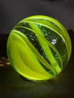 Vintage .98 Peltier Vitro Foreign 8 Vein Yellow Caged Cat's Eye Shooter Marble? — photo 3