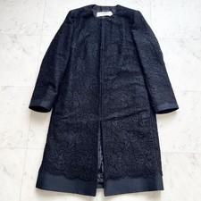 VALENTINO Baby Lace Flower No Collar Long Coat 44