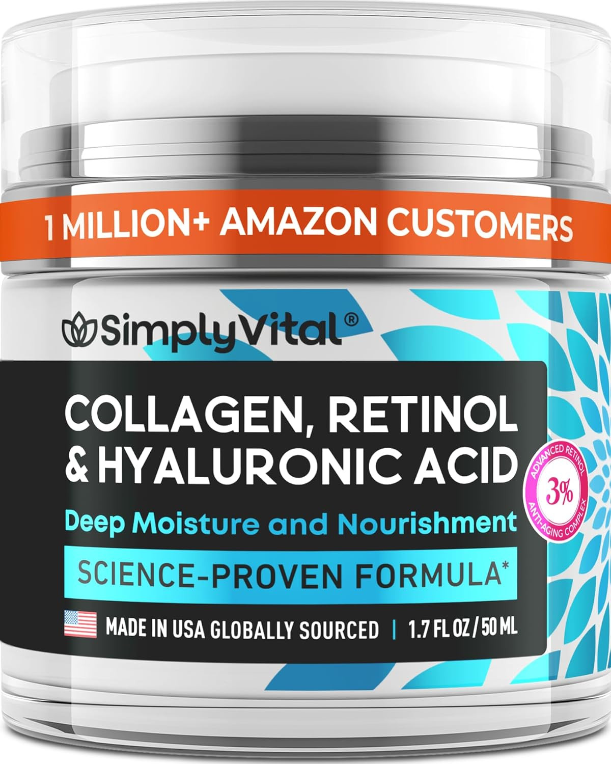 Anti-Aging Face Moisturizer with Retinol, Collagen & Hyaluronic Acid - Made in U