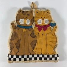 Vintage 90's Tabby and Orange Cat Pot Holder Country Cottagecore Decor 7.5"x8"
