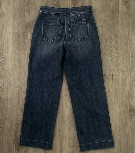 Pantalones de mezclilla para mujer Talbots pierna ancha diseño botones cremallera lateral talla 4P ~ azul - Imagen 4 de 4