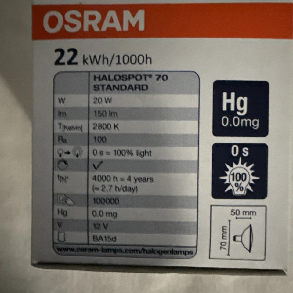 OSRAM Sylvania 41970FL 20AR70/FL 12V 20W 24* Flood BA15d Base AR70 *NEW* - Image 3 of 3