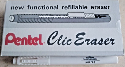 NOS 13x PENTEL CLIC ERASER PEN ZE 21/ZE21 JAPAN SAINT GOBAIN NORPRO ADVERTISING