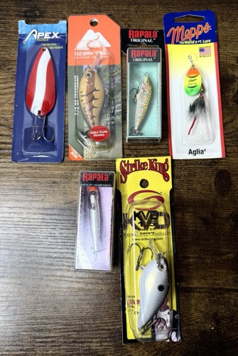 Lot 6 New Assorted Rapala Crankbait Fishing Lures Ozark Strike King Etc