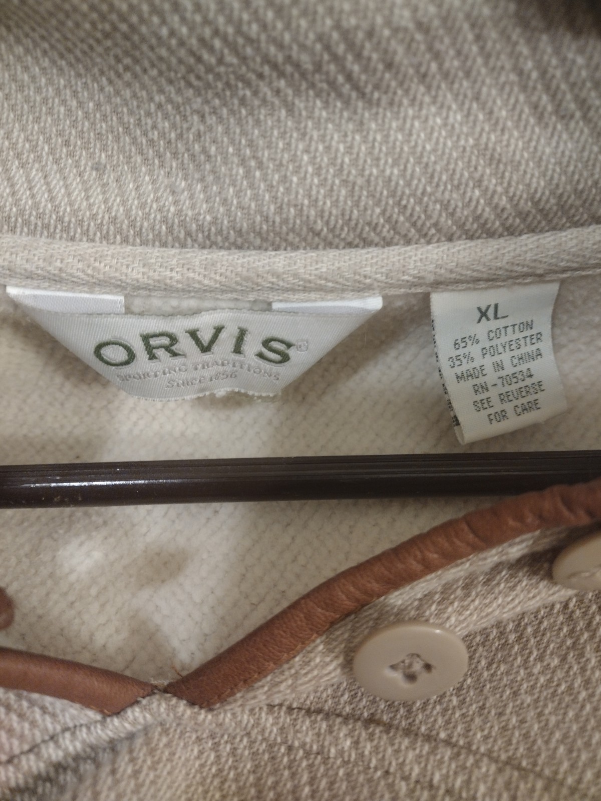 Orvis Herringbone Fleece Button Pullover Mens X L… - image 6