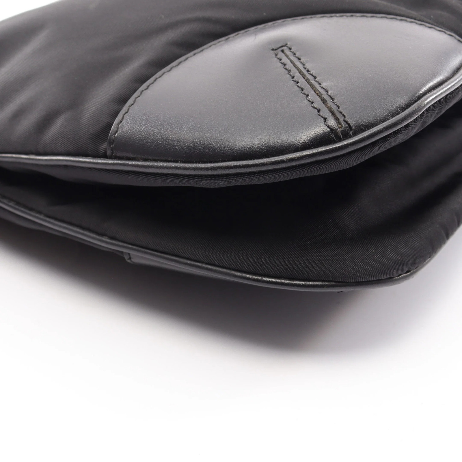PRADA Triangle Logo Shoulder Bag Nylon Leather Black — image 6