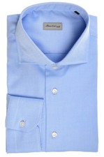 Sartorio By Kiton Napoli Nailhead Blue Cotton Spread Collar Dress Shirt 15 38