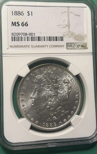 1886 MORGAN SILVER DOLLAR NGC MS66