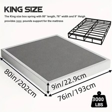 9" King Box Spring - Steel Mattress Foundation with Easy Clean Cover