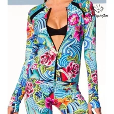 Luli Fama Inked Babe Fitted Mesh Panel Jacket Size XS