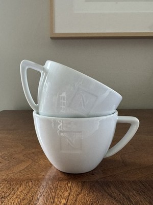Pair New Porcelain Nespresso Cappuccino Espresso Cups w/ Embossed  N,  Portugal