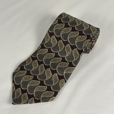 Gino Pompeii Silk Tie Vintage Brown Gold Wheat Geometric Made In USA 4” W 57” L
