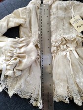 Victorian Satin  Lace Cream Color Ruffled Dress  Bonnet