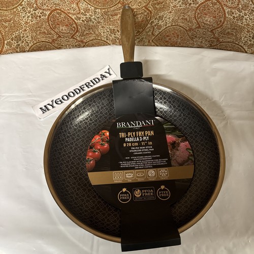 Sartén antiadherente recubierta de cerámica de tres capas de acero inoxidable BRANDANI ITALY 11"