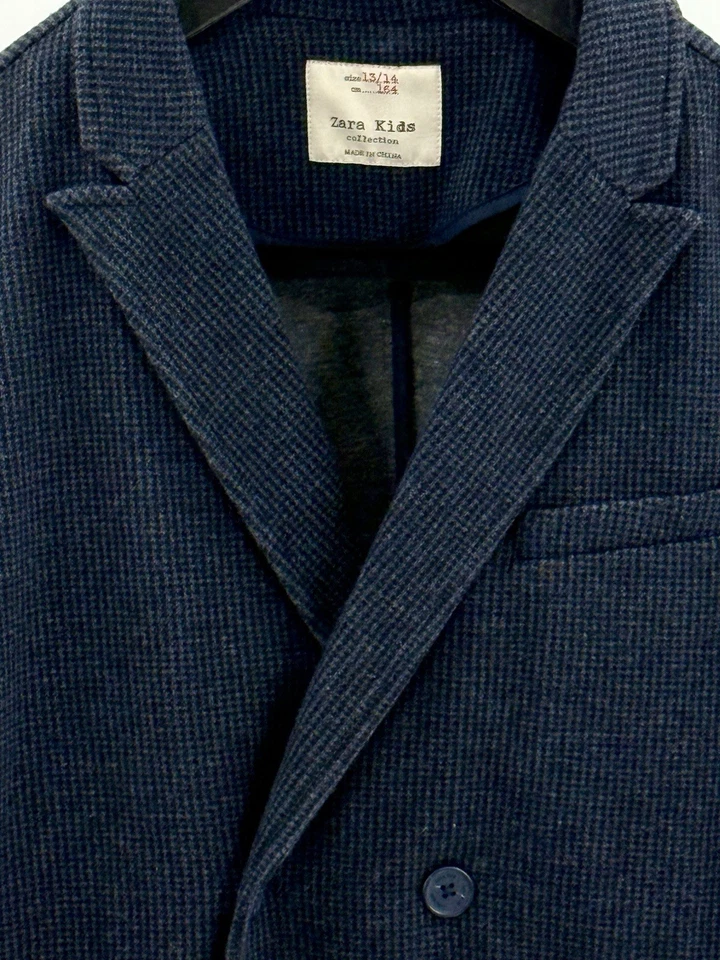 Blazer Zara Niños Azul Tejido Jersey Talla 13/14 CM164 Mezcla Algodón Micro Espiga Foto 4 de 4