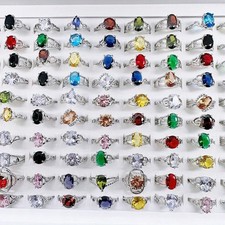 50Pcs Wholesale Colorful Crystal Mixed Ring Bulk Finger Band Ring Jewelry Gift