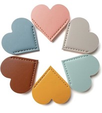 6 PCS Leather Heart Bookmarks, Cute Corner Page Bookmarks, Handmade Heart-Shaped