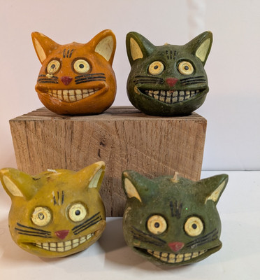 Grinning Cat Candles Set of 4, 3 inches tall