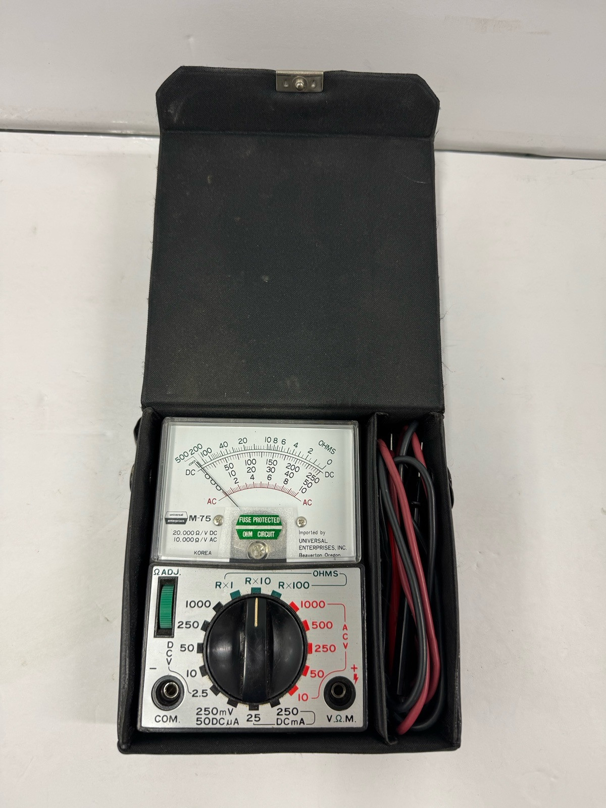 Universal Enterprises Multitester  Model M75 16 Ranges Carrying Case