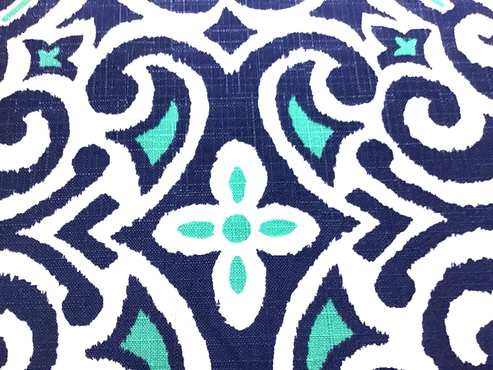  Ткань для обивки улицы ацтекская с геометрическим узором, синий и зеленый узор в ярдах - Изображение 2 из 4