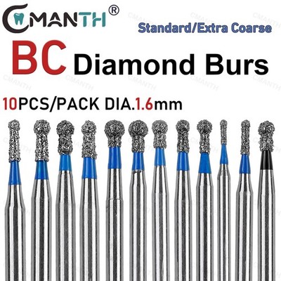 Dental Diamond Burs BC Type Polishing Tool For High Speed Turbine Dia.1.6mm 10pc