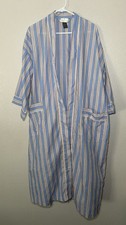 Bill Blass Lightweight White Blue Yellow Striped Robe 80s 90s One Size