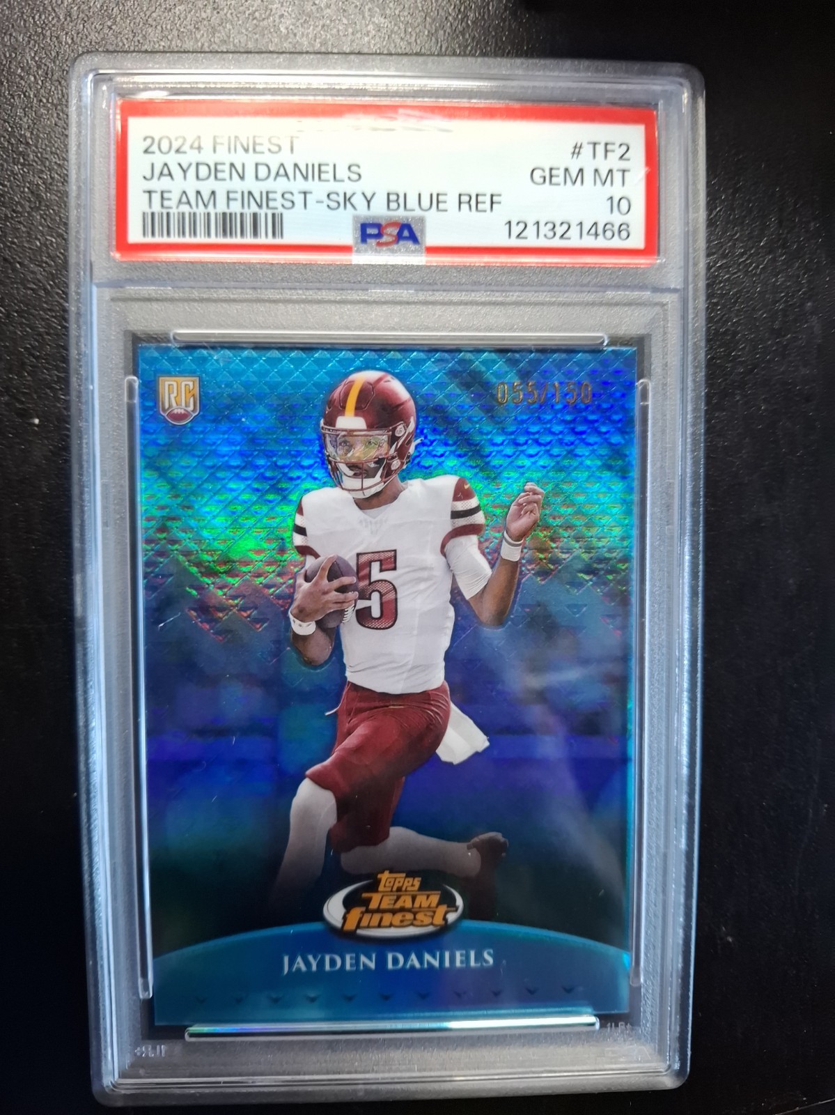 Jayden Daniels Topps Finest Team Finest #TF2 Blue Sky Refractor